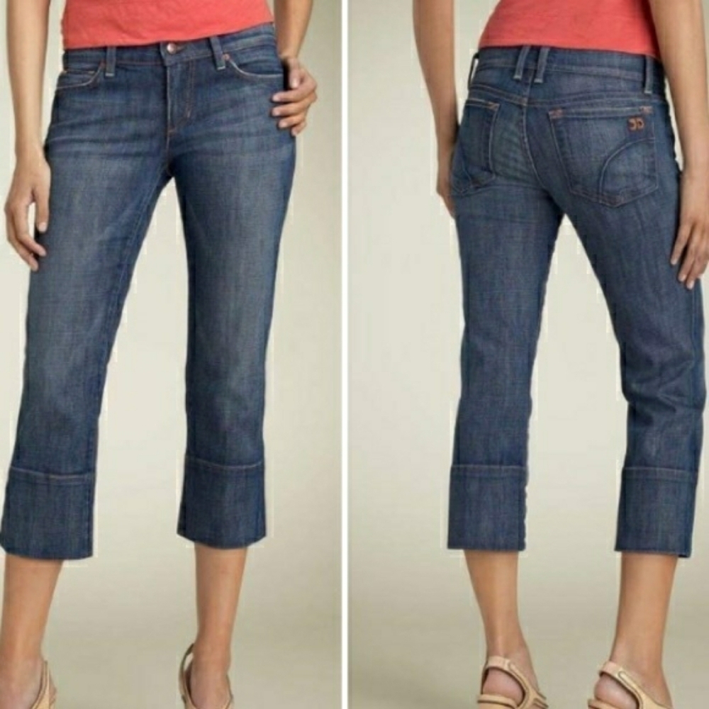 Joe's Jeans Elma Dark Wash Cropped Cuffed Hem Low Rise Jeans